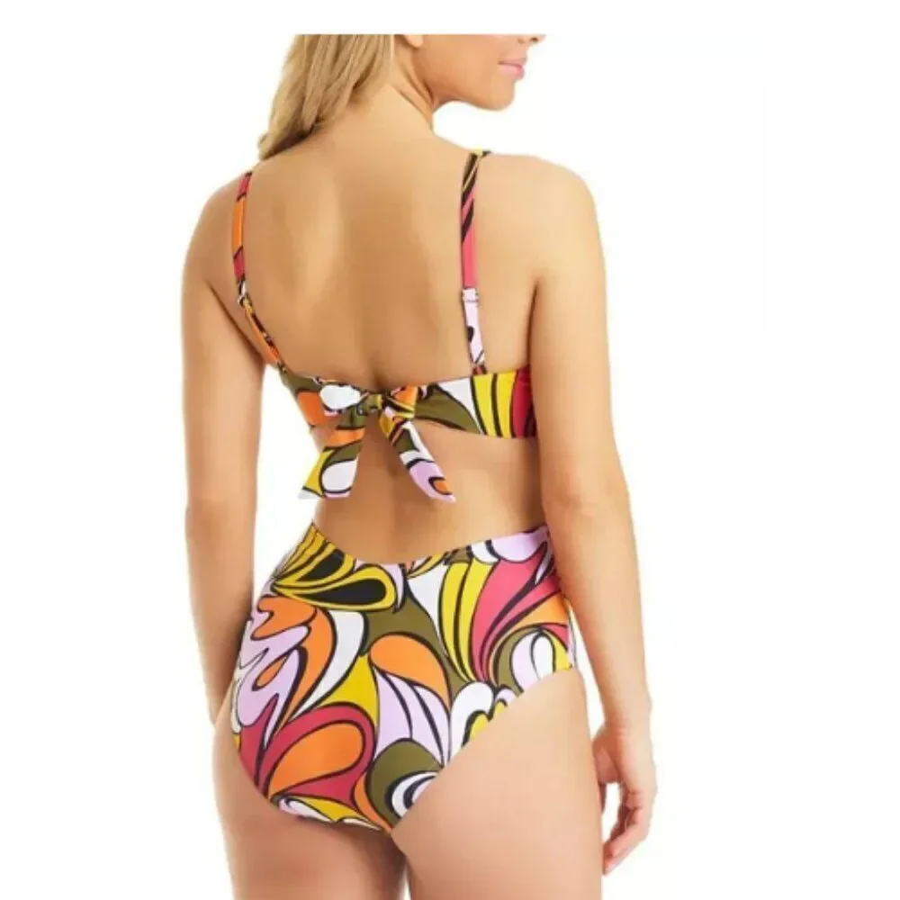 Bar III Women's Multicolor Vibe Check Ring Monokini Swimsuit Size XS